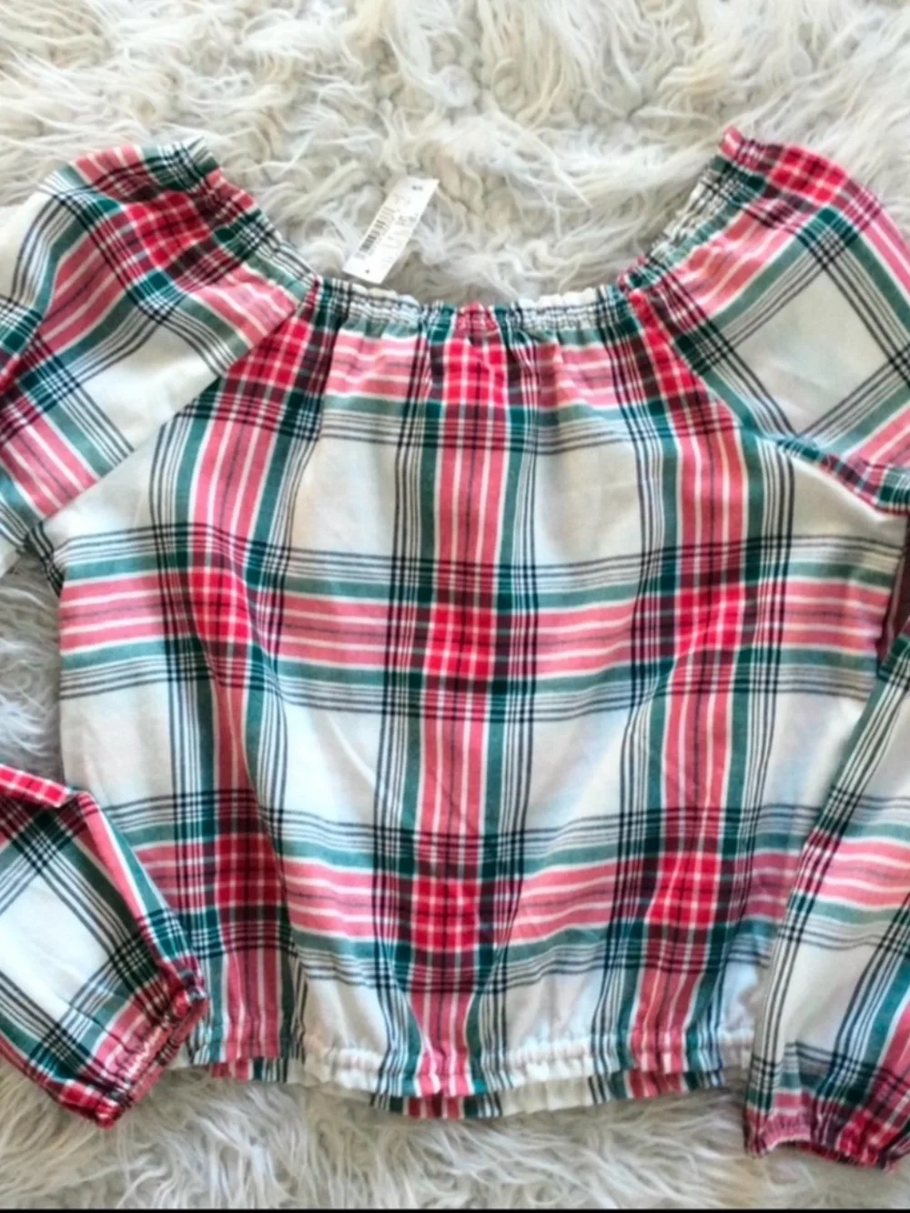 NWT The Children's Place Plaid Smocked Top